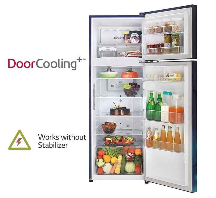 LG 308 L Frost Free Double Door 2 Star Convertible Refrigerator  (Blue Charm GL-T322RBCY)